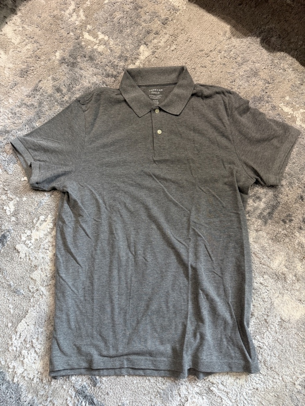 American Eagle Outfitters Gray Short-Sleeve Polo